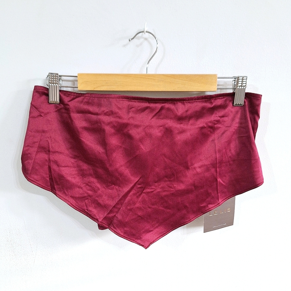 LE LIS Collection Burgundy Satin Strapless Tie-Back Crop Top – Medium NWT - Picture 2 of 6